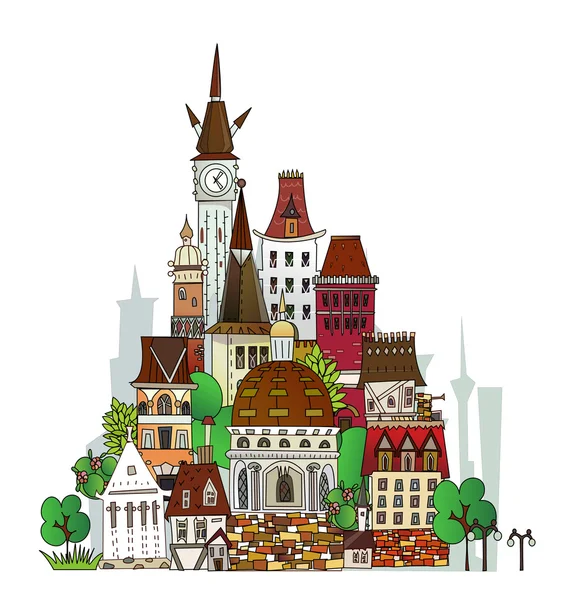 Stadt Illustration, Stadt Hintergrund — Stockvektor