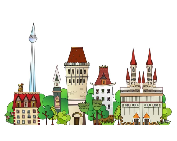 Stadt Illustration, Stadt Hintergrund — Stockvektor