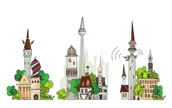 Stadt Illustration, Stadt Hintergrund — Stockvektor