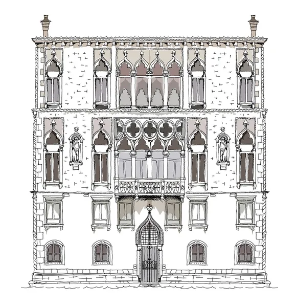 Venecia ilustración, Casa privada, Colección de bocetos — Vector de stock