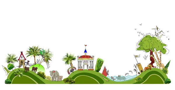 Zoo illustration, stadssamlingen — Stock vektor