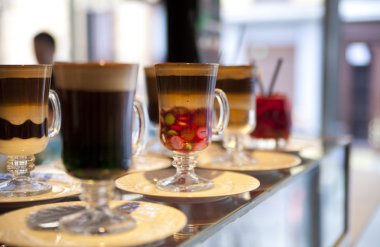 MADRID, SPAIN - MAY 28, 2014:  Drinks in Mercado San Miguel market, famous food market in the centre of Madrid