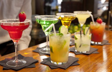 MADRID, SPAIN - MAY 28, 2014:  Drinks in Mercado San Miguel market, famous food market in the centre of Madrid