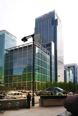 London, İngiltere - 24 Nisan 2014: modern mimarisi, canary wharf önde gelen global finans merkezi