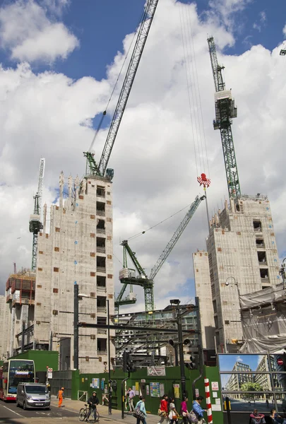 LONDON, UK - JULY 03, 2014: Big building site in the Bank of England aria. Erasing new office and apartment buildings — Stock Photo, Image