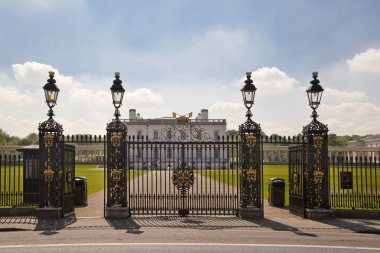 Londra, İngiltere - 15 Mayıs 2014: Greenwich park, hall ve kraliçenin Sarayı boyalı. Britanya İmparatorluğu döneminin klasik mimari
