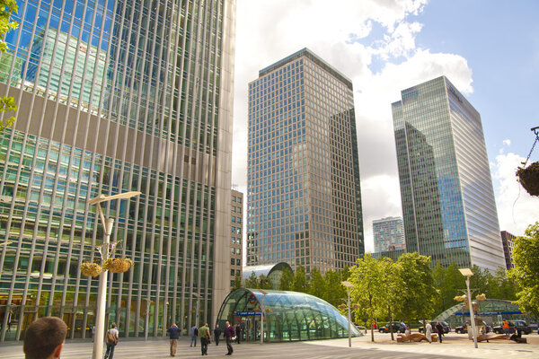 LONDON, UK - JUNE 24, 2014: Modern architecture Canary Wharf the leading centre of global finance