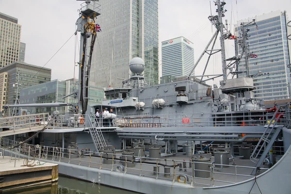 LONDON, UK - MAY 17, 2014: German army military ships based in Canary Wharf aria, to be open for public in educational content. — Stock Photo, Image