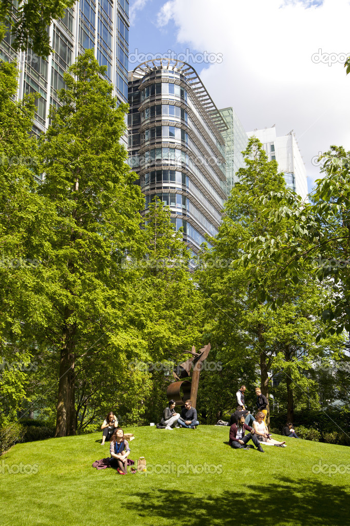 LONDON, UK - JUNE 24, 2014: Modern architecture Canary Wharf the leading centre of global finance