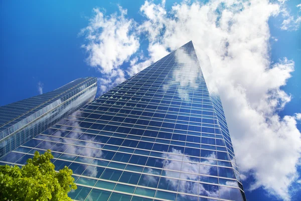 MADRID, SPAIN - MAY 28, 2014: Madrid city, business centre, modern skyscrapers, Cuatro Torres 250 meters high — Stock Photo, Image