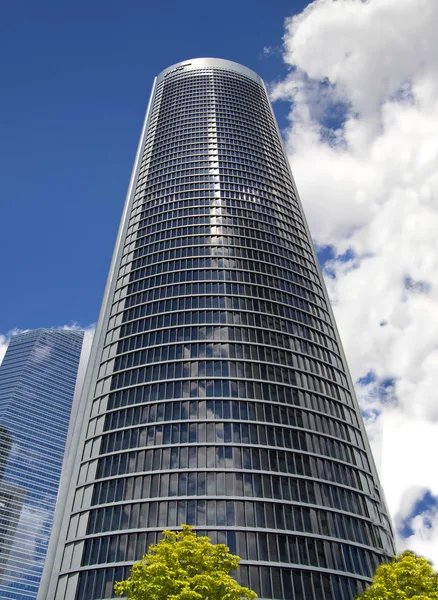 MADRID, SPAIN - MAY 28, 2014: Madrid city, business centre, modern skyscrapers, Cuatro Torres 250 meters high — Stock Photo, Image