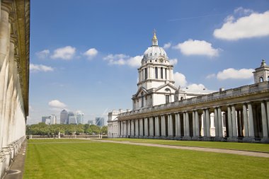 Londra, greenwich uk - 28 Temmuz 2014: Londra, Kraliyet Şapel ve klasik mimari güneyindeki eski İngiliz park