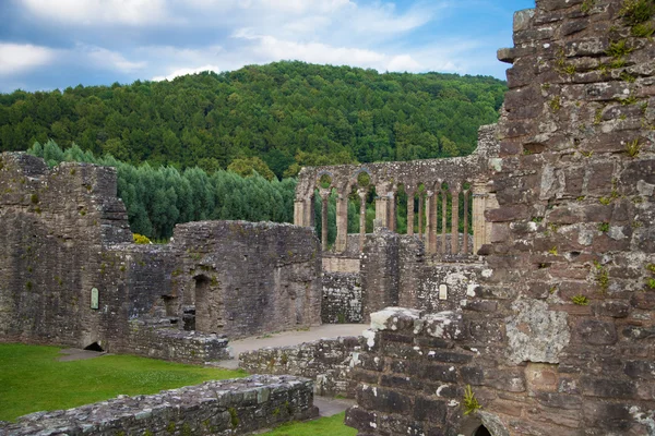 Wales, Verenigd Koninkrijk - 26 juli 2014: tintern abbey kathedraal ruïnes. abdij werd opgericht op 1131. vernietigd door Hendrik viii. beroemde als welsh ruïnes uit de 17de eeuw. — Stockfoto