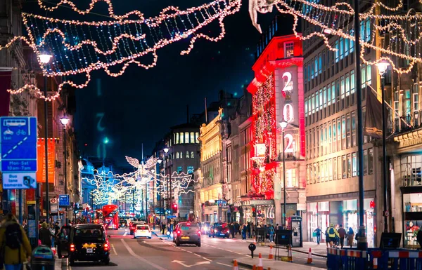 London November 2021 Ünnepi Dekorációk Karácsonyi Fények Piccadilly Utcában Sok — Stock Fotó