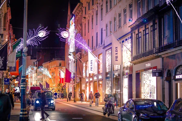 Londen November 2021 Bond Street Feestelijke Decoraties Kerstverlichting Londen — Stockfoto