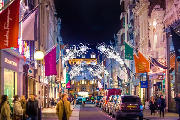 Londra Novembre 2021 Bond Street Decorazioni Festive Luci Natale Londra — Foto Stock