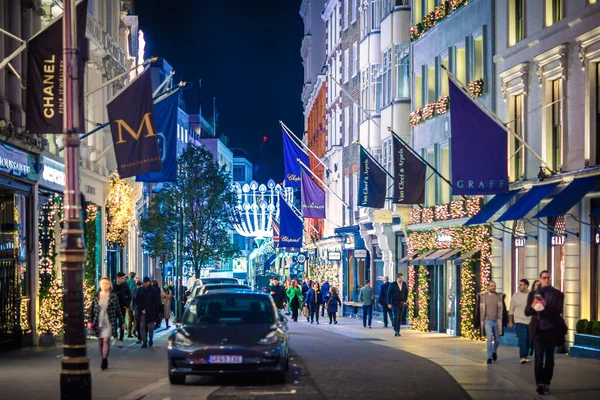ロンドン 2021年11月18日 ボンドストリート ロンドンのお祭りの装飾とクリスマスライト — ストック写真