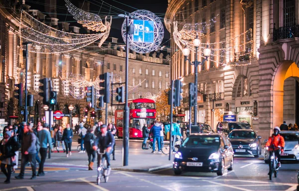 London November 2021 Festive Decorations Christmas Lights London Piccadilly Circus — Stock Photo, Image