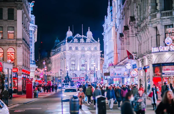 Londres Reino Unido Novembro 2021 Leicester Square Decorações Festivas Luzes — Fotografia de Stock