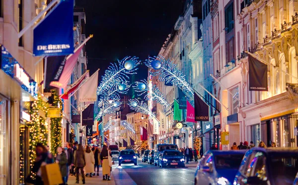 Londýn Velká Británie Listopadu 2021 Slavnostní Dekorace Vánoční Osvětlení Bond — Stock fotografie