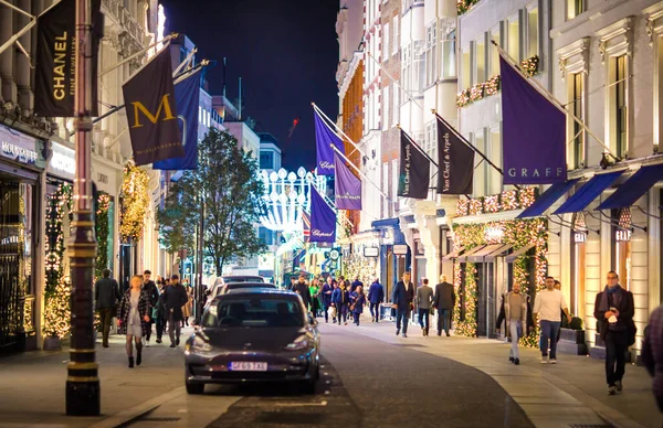 London November 2021 Festive Decorations Christmas Lights Bond Street Bond — Stock Photo, Image