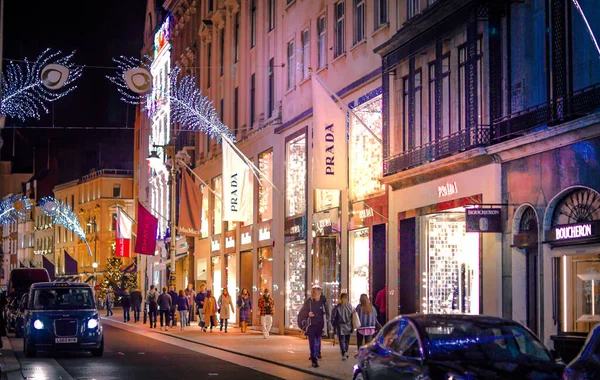 London November 2021 Festliche Dekoration Und Weihnachtsbeleuchtung Der Bond Street — Stockfoto