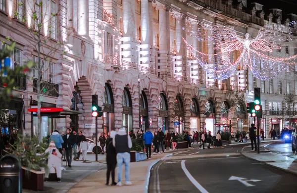 Londres Reino Unido Noviembre 2021 Decoraciones Festivas Luces Navidad Calle — Foto de Stock