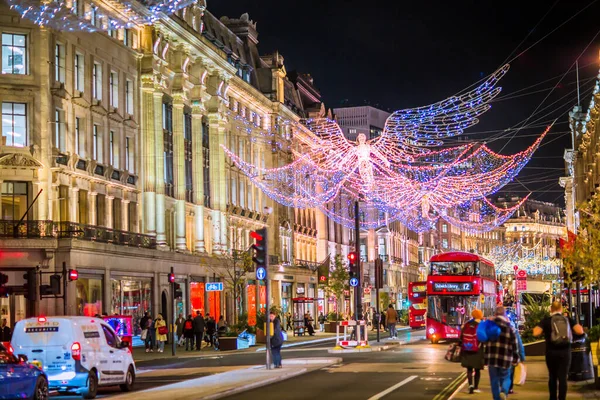 Londen Verenigd Koninkrijk November 2021 Feestelijke Decoraties Kerstverlichting Regent Street — Stockfoto