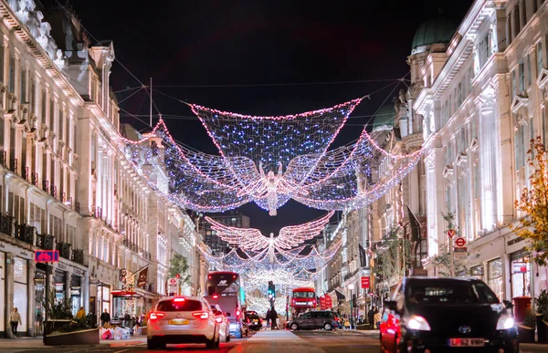 Лондон Великобритания Ноября 2021 Года Украшения Рождественские Огни Риджент Стрит — стоковое фото