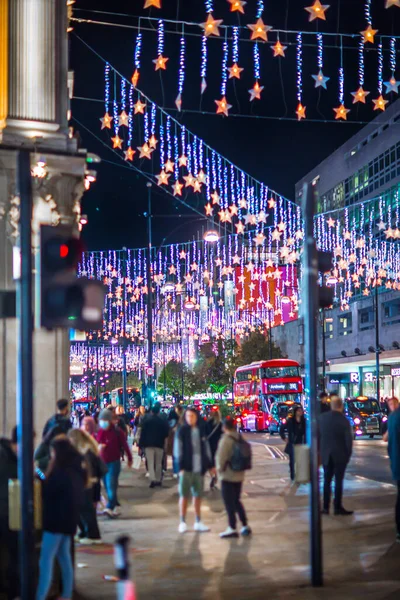 Londres Reino Unido Novembro 2021 Decorações Festivas Luzes Natal Rua — Fotografia de Stock