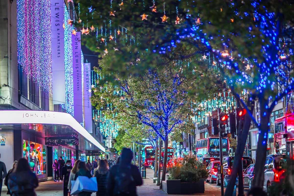 Лондон Велика Британія Листопада 2021 Фестивальні Прикраси Різдвяні Вогні Оксфорд — стокове фото