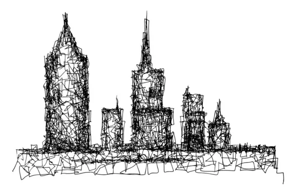 現代都市のイラスト 高層ビル 木や車とビジネスアリア — ストック写真