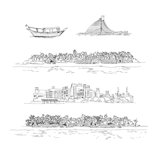 Dubai Skyscrapers Dubai Marina Sketch Collection Illustration — Stock Photo, Image