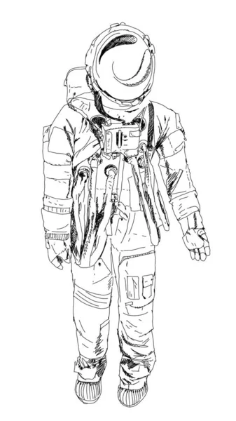 First Space Moon Suit Sketch Collection Hand Drawing Sketch Illustration — Stock Photo, Image