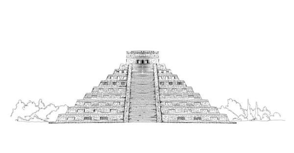 Mexikó Csirke Itza Piramisa Vázlat Gyűjtemény Híres Épület Világon Vázlat — Stock Fotó