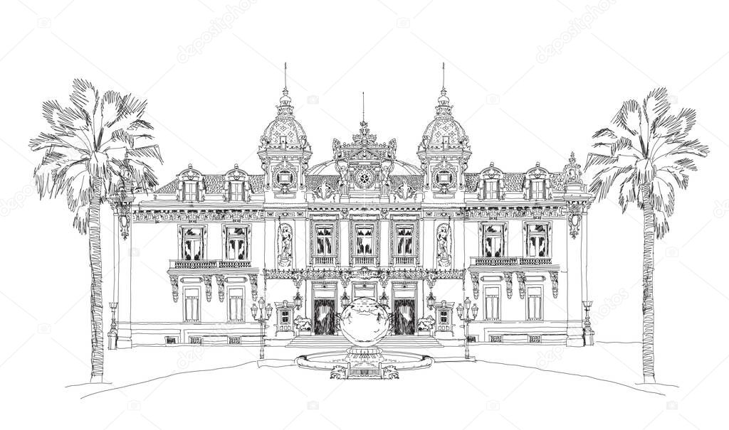 Monaco Grand Casino. Monte Carlo. Sketch collection.