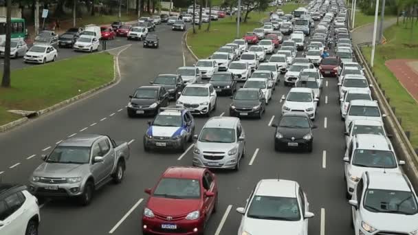 Salvador Bahia Brasile Settembre 2021 Veduta Dei Veicoli Ingorgo Sulla — Video Stock