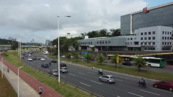 Salvador Bahia Brazil September 2021 Över Fordon Trafikstockning Avenida Paralela — Stockvideo