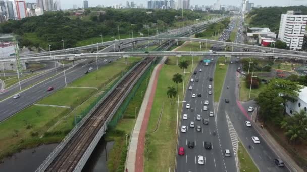 Salvador Bahia Brazílie Září 2021 Pohled Vozidla Dopravní Zácpě Avenida — Stock video