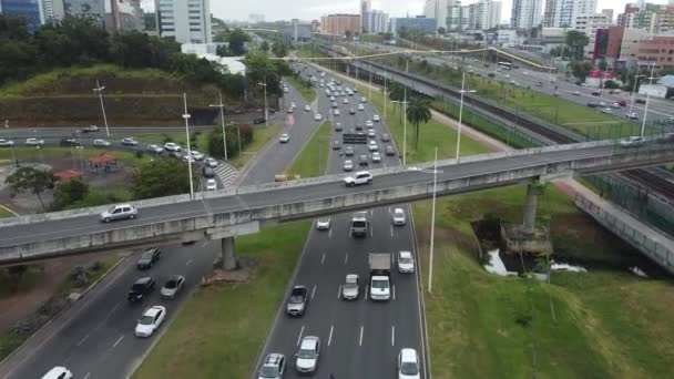 Salvador Bahia Brezilya Eylül 2021 Salvador Avenida Paralela Trafik Sıkışıklığı — Stok video