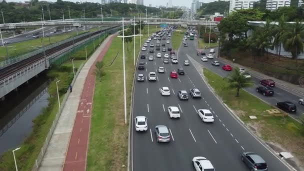 Salvador Bahia Brasile Settembre 2021 Veduta Dei Veicoli Ingorgo Sulla — Video Stock