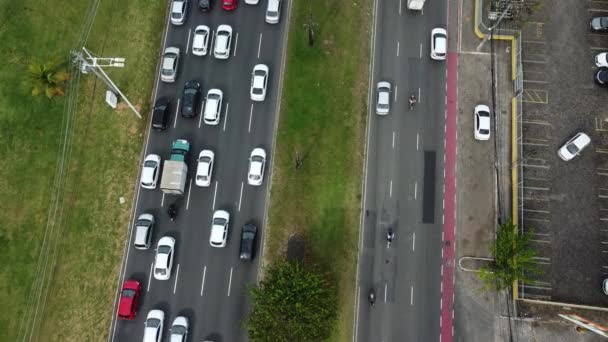 Salvador Bahia Brasil Septiembre 2021 Vista Vehículos Atasco Tráfico Avenida — Vídeo de stock