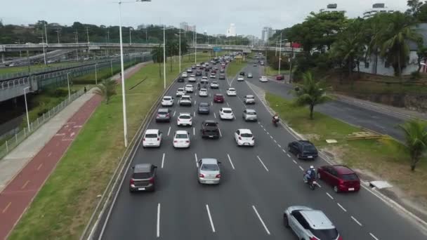 Salvador Bahia Brazil September 2021 View Vehicles Traffic Jam Avenida — Stock Video