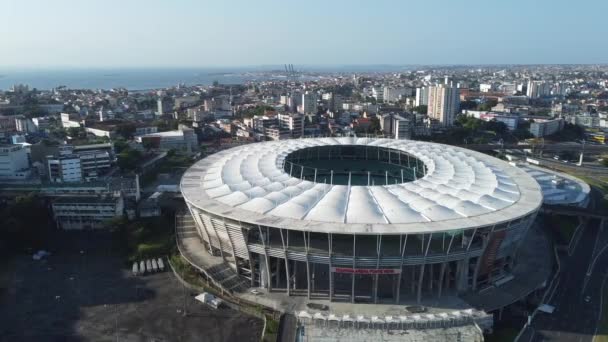 Salvador Bahia Braziliaans Oktober 2021 Vanuit Lucht Uitzicht Het Voetbalstadion — Stockvideo