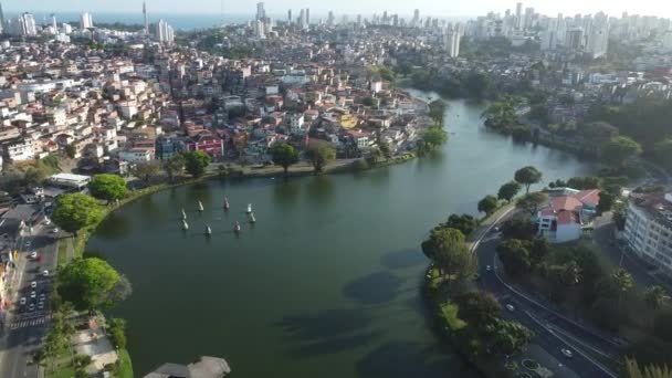 2021年10月2日 萨尔瓦多市Dique Itororo湖的空中景观 — 图库视频影像