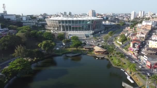 ブラジルのバヒア州サラドール 2021年10月2日 サルバドール市のアリーナ フォンテ ノバサッカースタジアムの空撮 — ストック動画