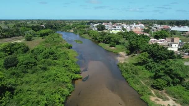 Conde Bahia Brazil Oktober 2021 Luftutsikt Det Tørre Elveleiet Til – stockvideo
