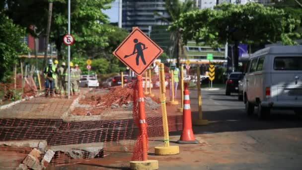 Salvador Bahia Brasil Maio 2021 Trabalhadores Construção Civil São Vistos — Vídeo de Stock