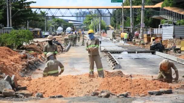 Salvador Bahia Brasil Mayo 2021 Trabajadores Construcción Civil Son Vistos — Vídeo de stock