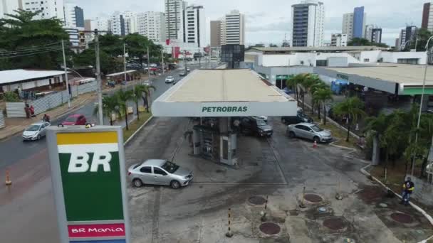 Salvador Bahia Brazilië Oktober 2021 Zicht Een Petrobras Tankstation Salvador — Stockvideo